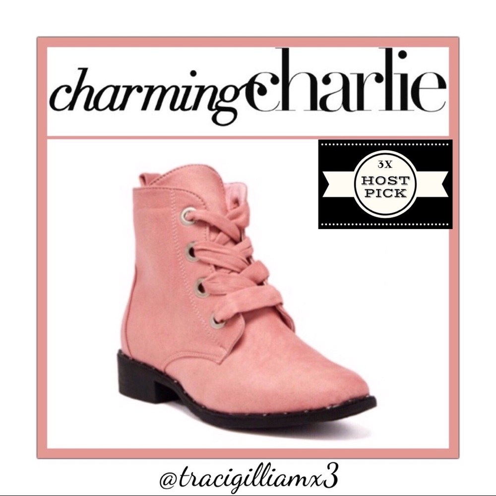 Charming Charlie Vivi Light Pink Combat Boots